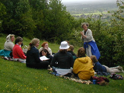 Our group picnic and reading at the top of Box Hill.