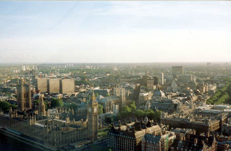 Aerial view of London from the London Eye.