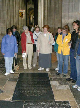 Our group by Jane Austen's grave in Winchester Cathedral.